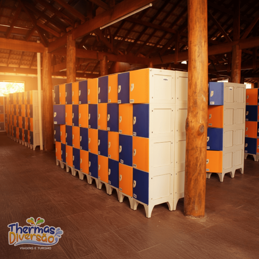 Armários do Thermas dos Laranjais onde os visitantes guardam seus pertences com segurança.